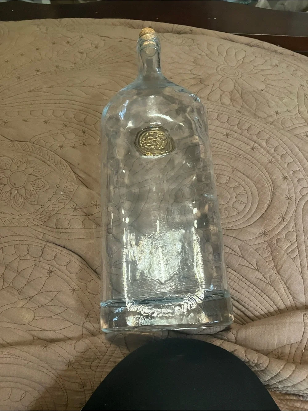 NWT Pier 1 Clear Glass Bottle Resembling Vintage Whiskey Decanters